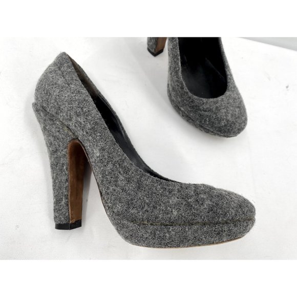 Nina Ricci Luxurious Runway Gray Felt Fabric Leather Pumps Shoes Heels Sz 39 (9) - Picture 11 of 12